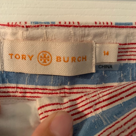 Tory Burch Womens Eva Wide Leg Cropped Pants Cato Stripe 14 XL - Picture 4 of 7